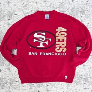 Vintage 1993 LOGO 7 Red San Francisco 49ers Crewneck Sweatshirt Size Large